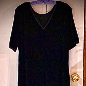 Floor length black velvet dress
